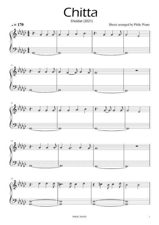 Chitta piano notes