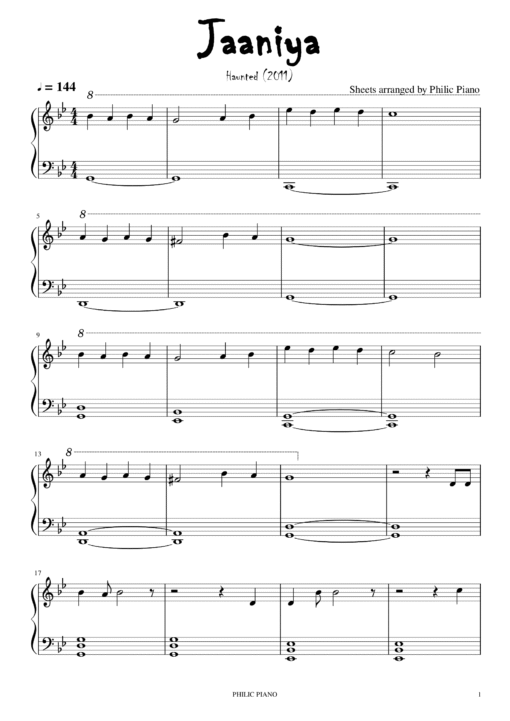 Jaaniya piano sheets