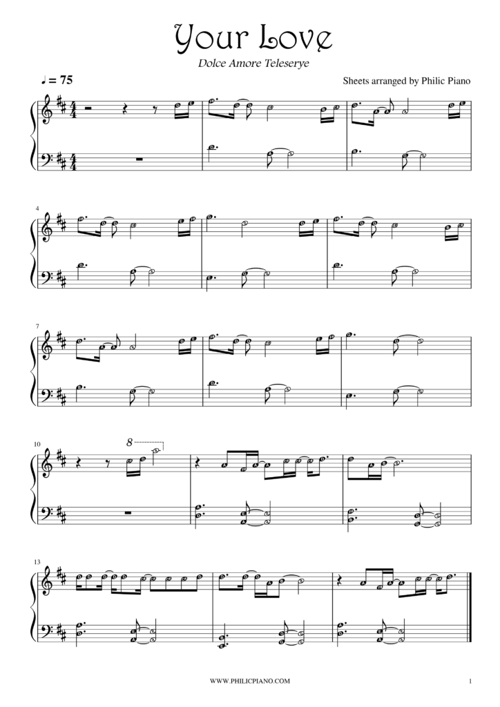 Your Love Piano Notes Sheets Midi Philic Piano