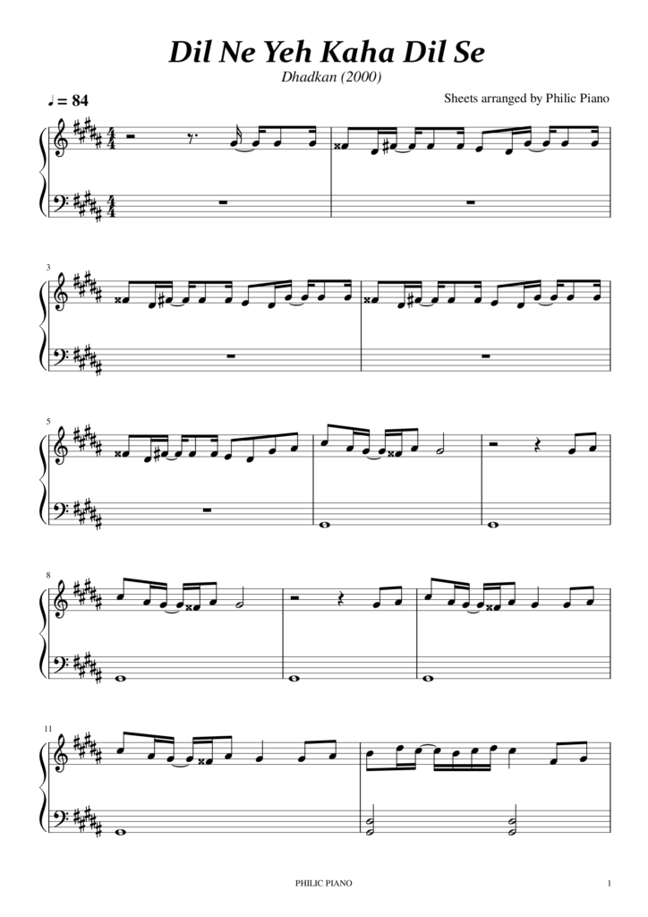 Dil Ne Yeh Kaha Dil Se | Piano Notes/Sheets/MIDI | Philic Piano