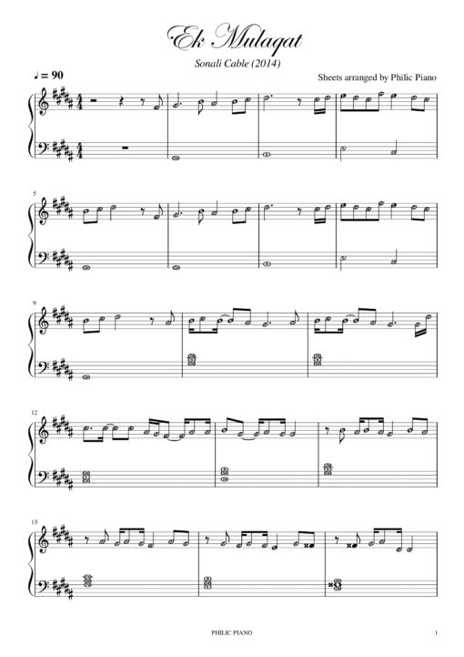 Ek Mulaqat piano notes