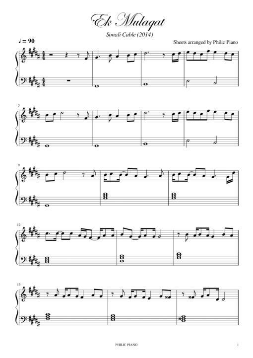 Ek Mulaqat piano notes