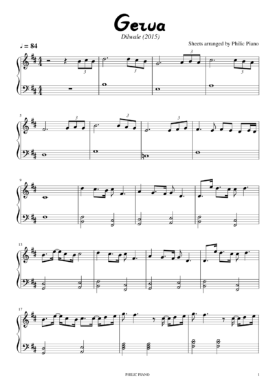 Gerua piano notes