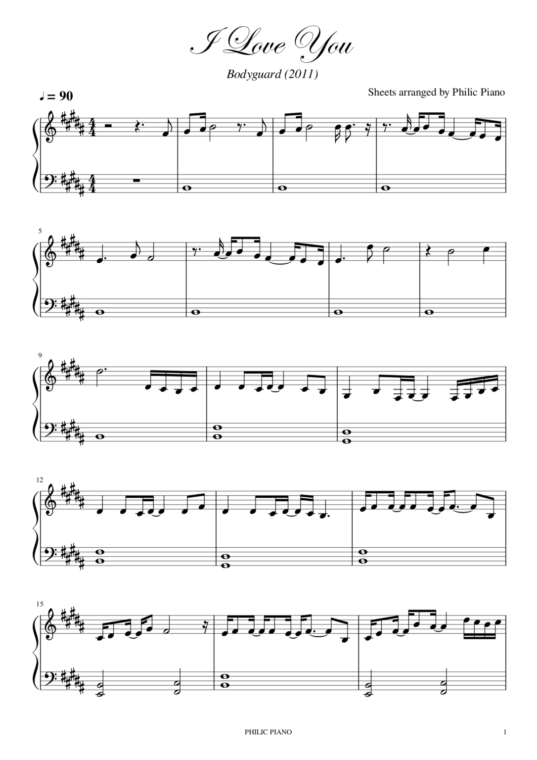 I Love You Piano Notes Sheets Midi Philic Piano