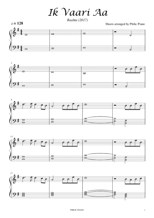 Ik Vaari Aa piano notes