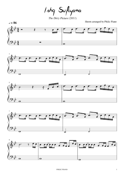 Ishq Sufiyana piano notes
