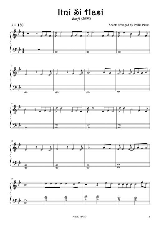 Itni Si Hasi piano notes