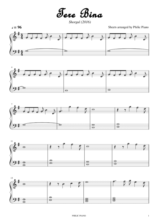 Tere bina piano notes