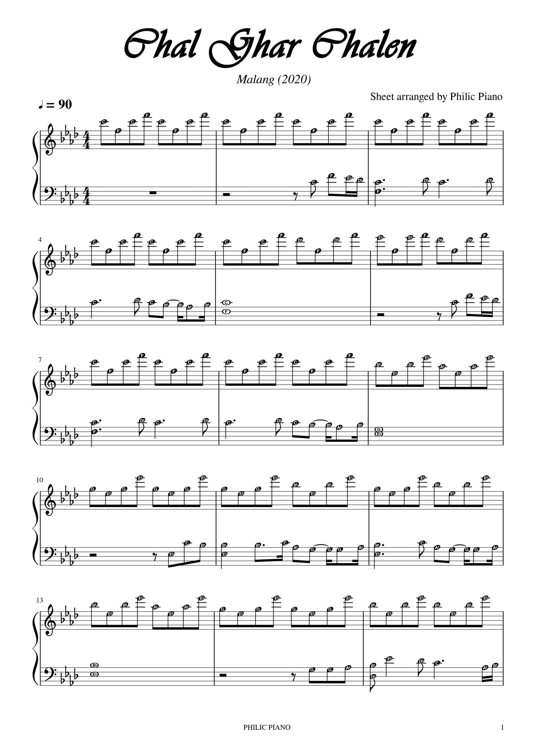 Chal Ghar Chalen piano notes