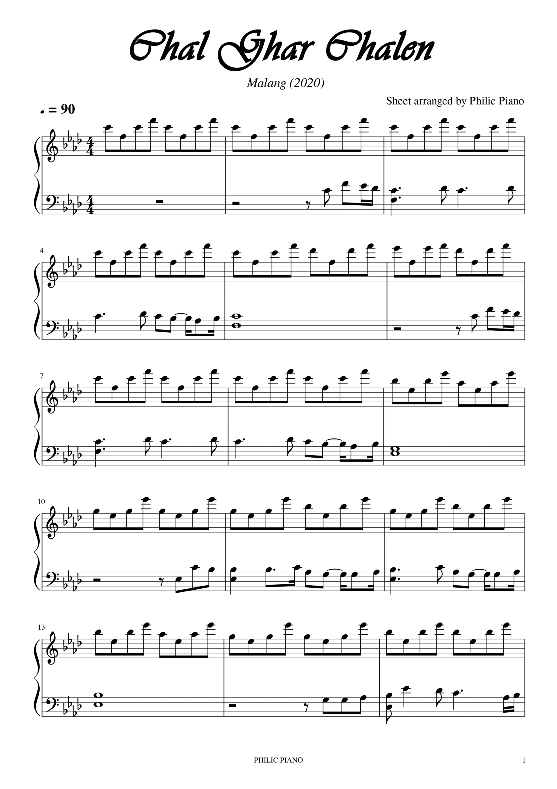 Chal Ghar Chalen piano notes