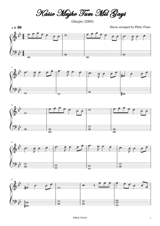 Kaise Mujhe Tum Mil Gayi piano notes