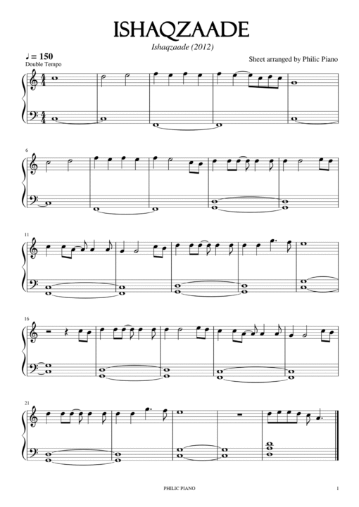 Ishaqzaade piano notes