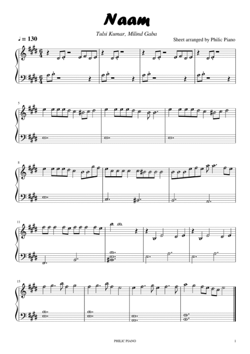 naam piano notes