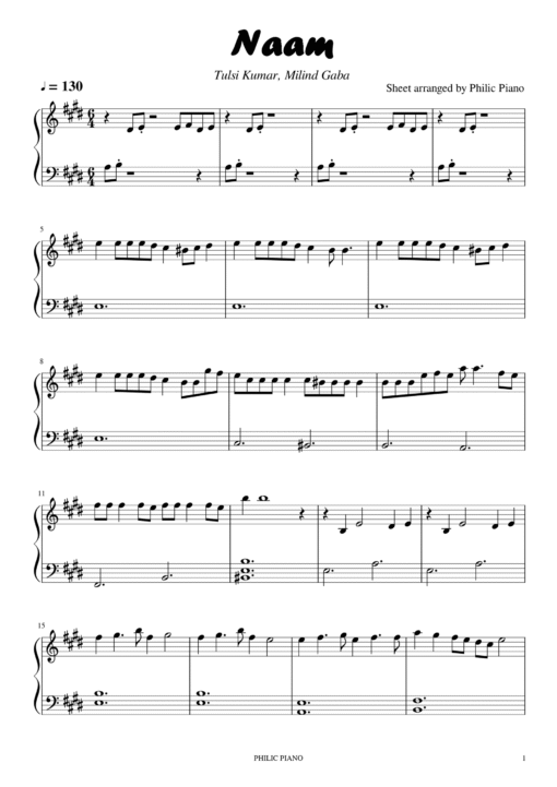 naam piano notes