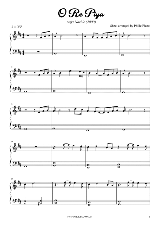 O Re Piya piano notes