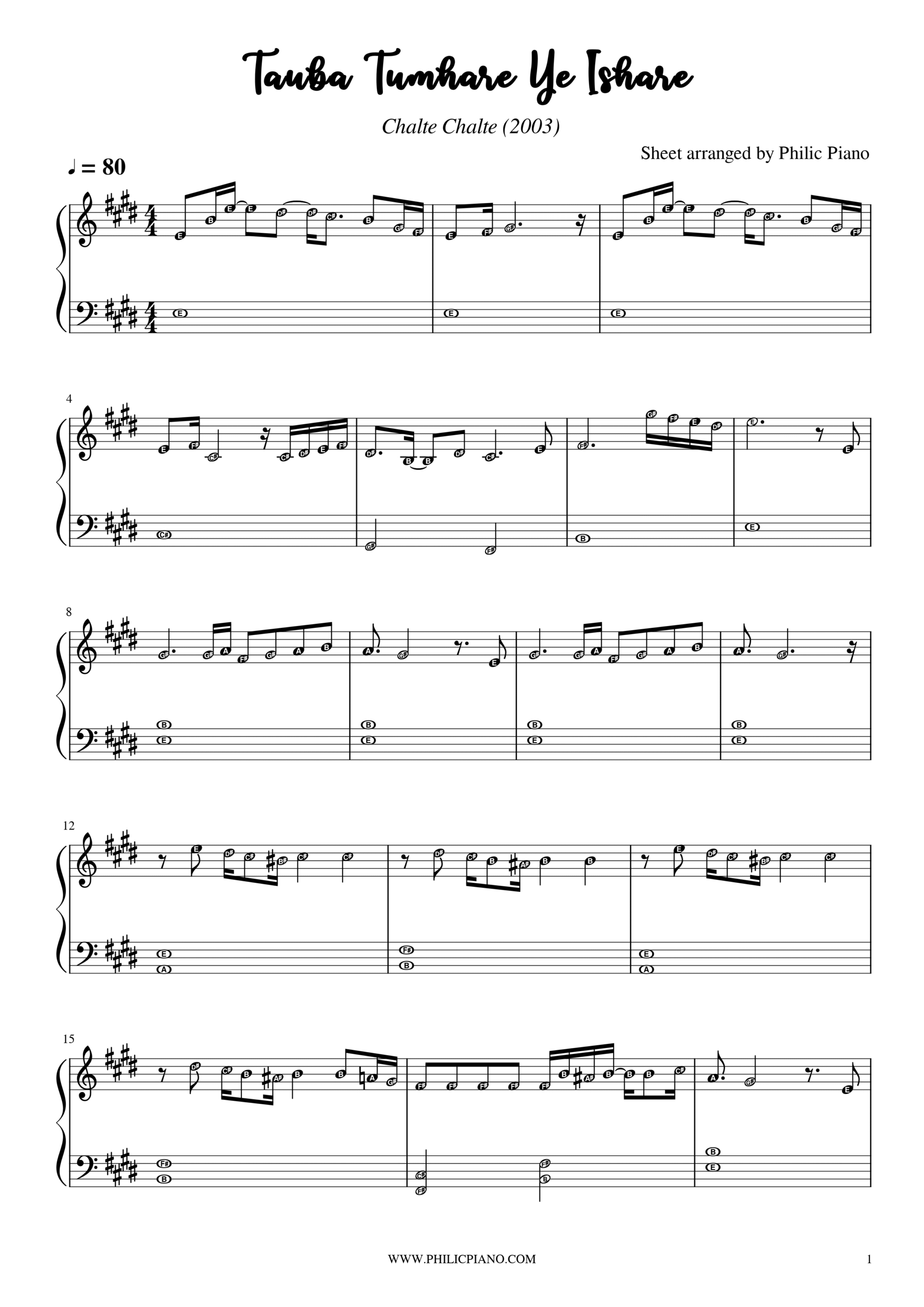 Tauba Tumhare Ishare piano notes