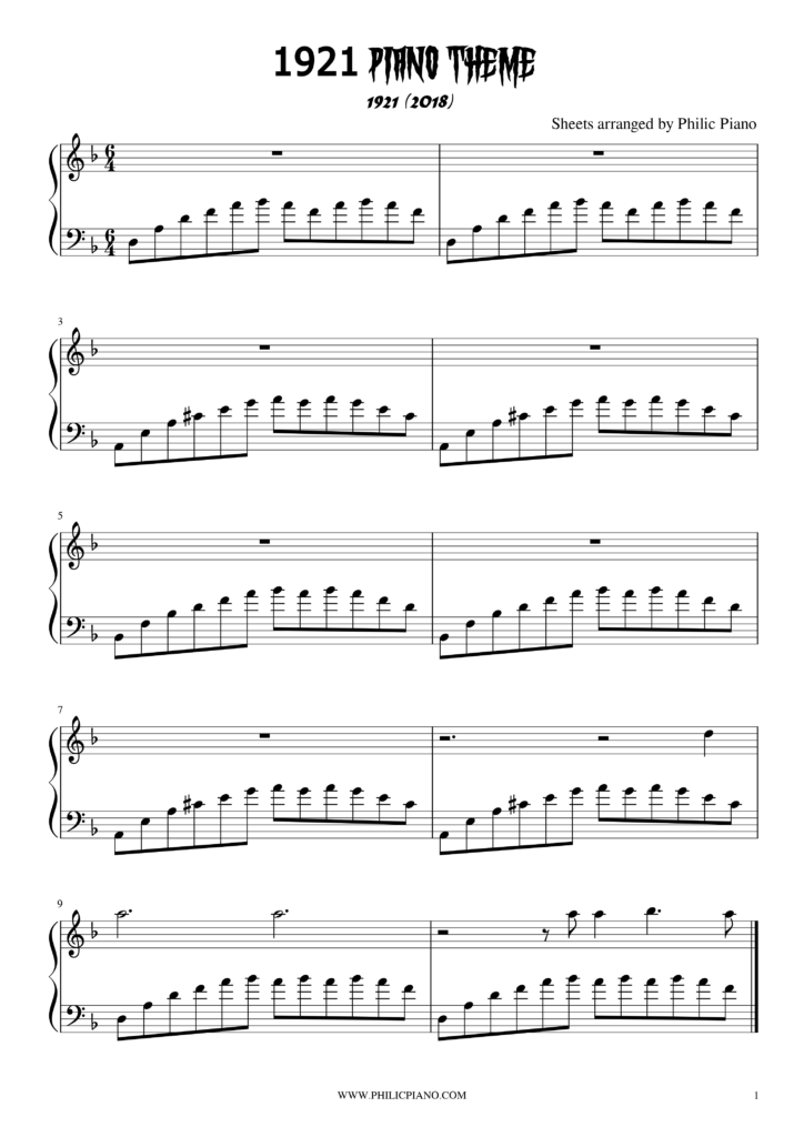 1921 Piano theme | Piano Notes/Sheets/MIDI | Philic Piano