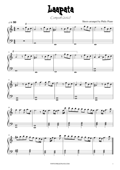 Laapata piano notes