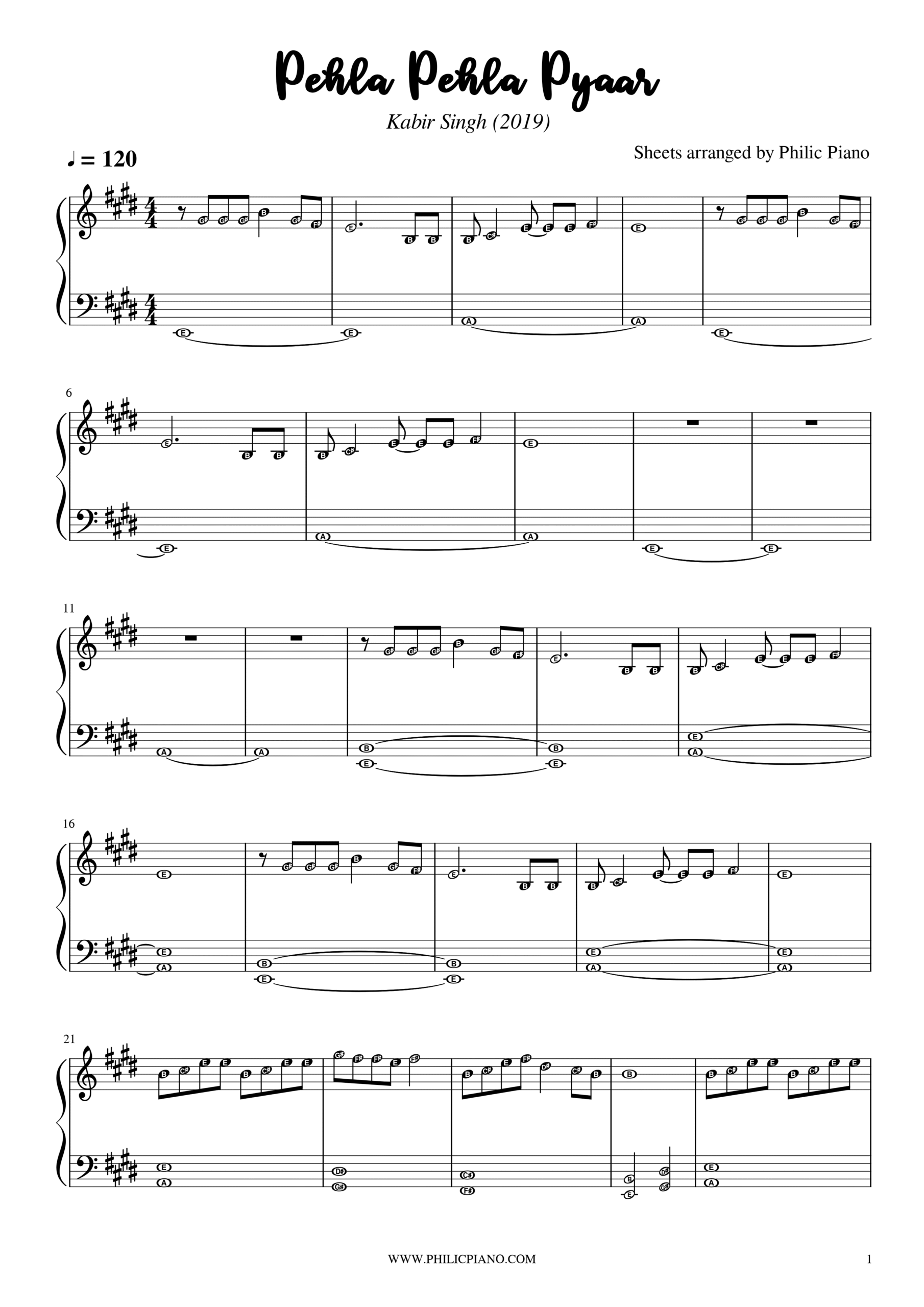 Pehla Pehla Pyaar piano notes