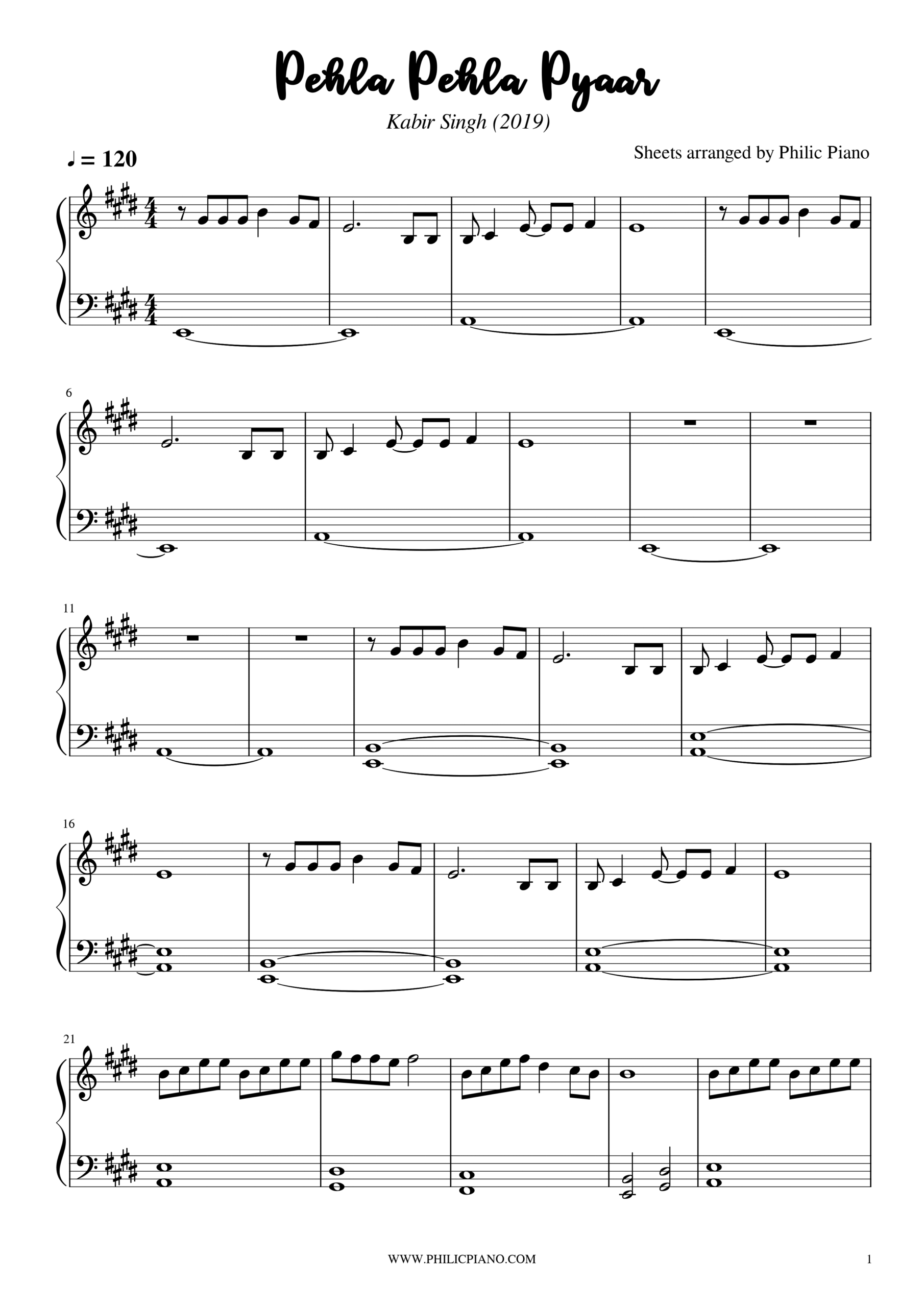 Pehla Pehla Pyaar piano notes