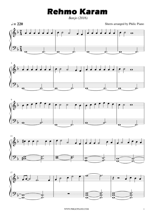 Rehmo Karam piano notes