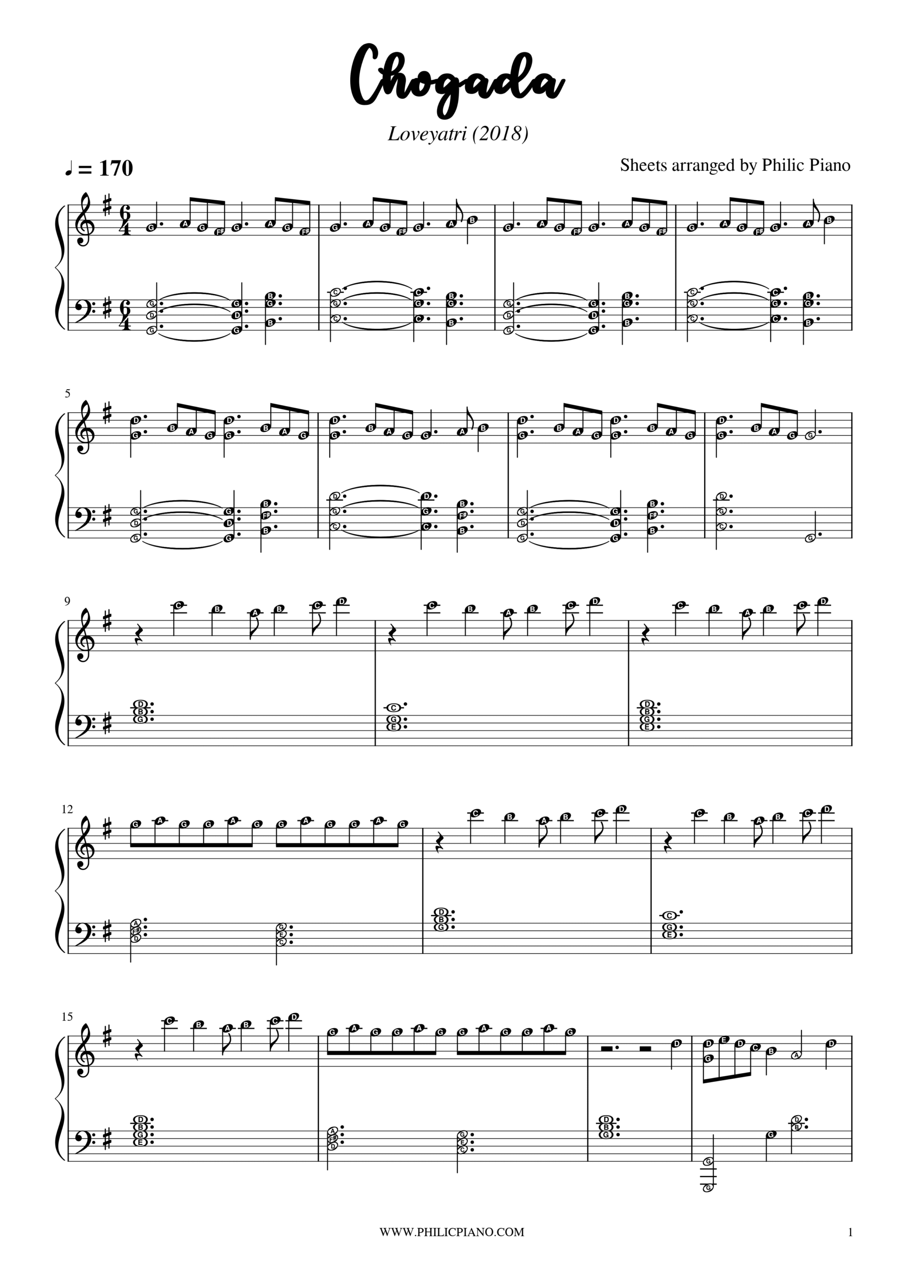 chogada piano notes