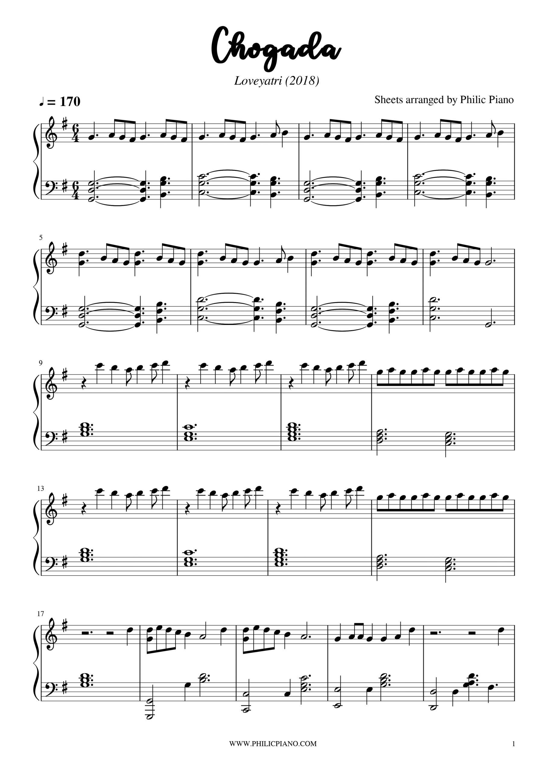 chogada piano notes