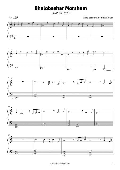 Bhalobashar Morshum piano notes