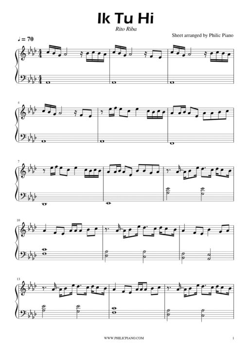 ik tu hi rito riba piano notes