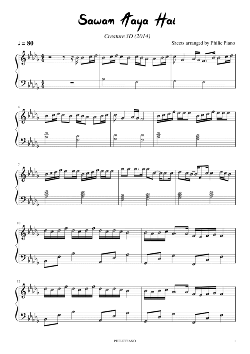 Sawan Aaya Hai piano notes