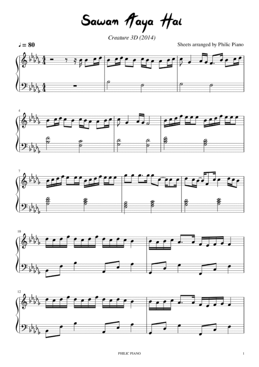 Sawan Aaya Hai piano notes