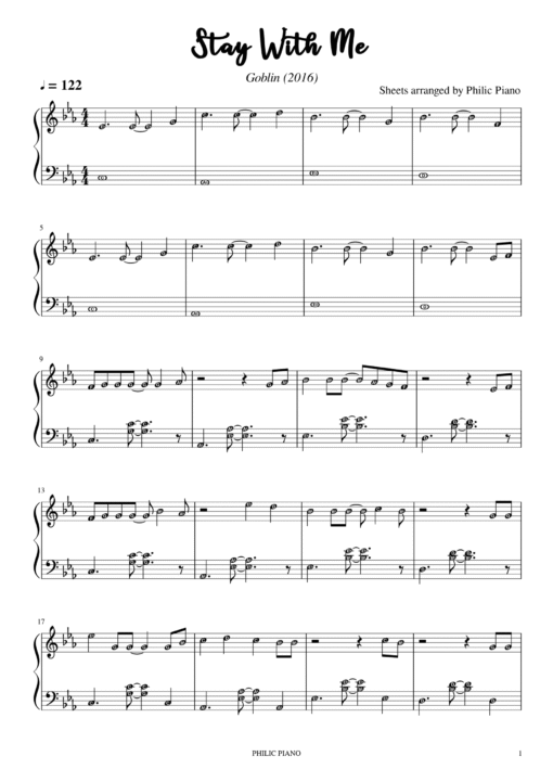 Stay With Me piano notes
