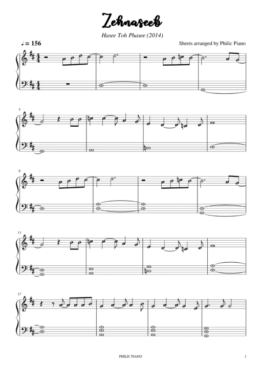 Zehnaseeb piano notes