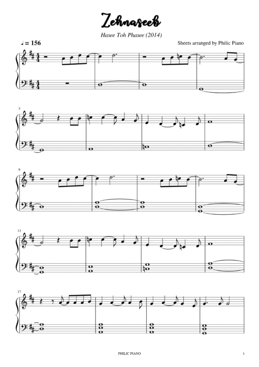 Zehnaseeb piano notes