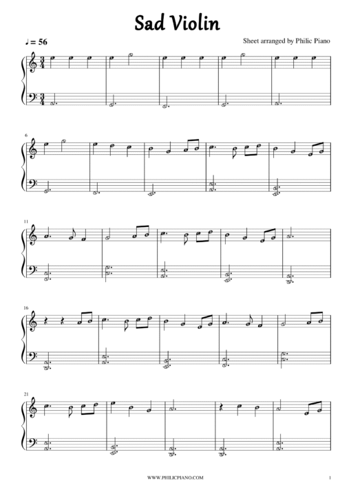 Sad Violin notes