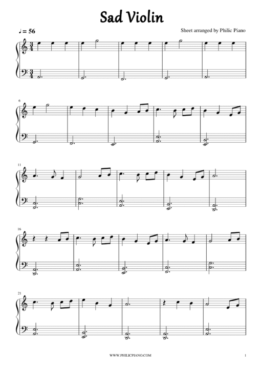 Sad Violin notes