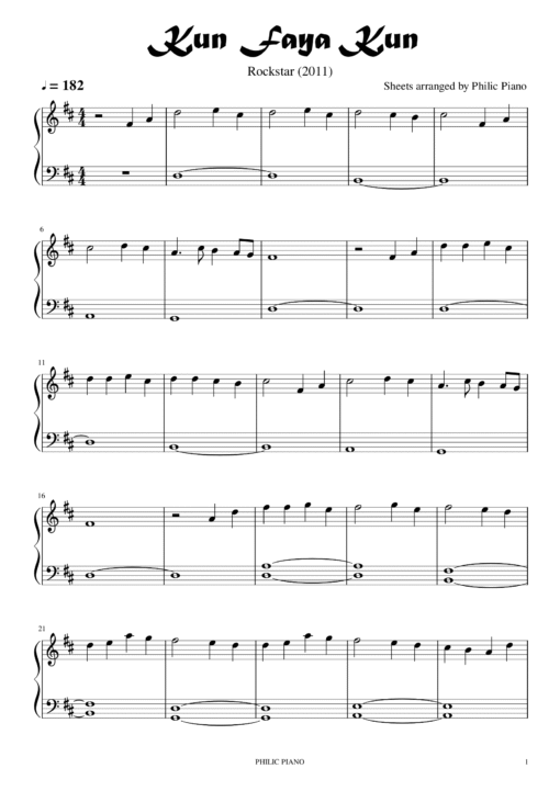 Kun Faya Kun sheet