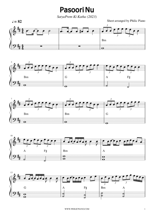 Pasoori Nu piano notes