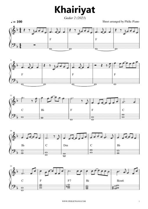 Khairiyat piano notes