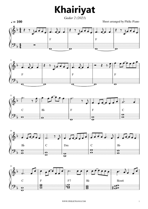 Khairiyat piano notes