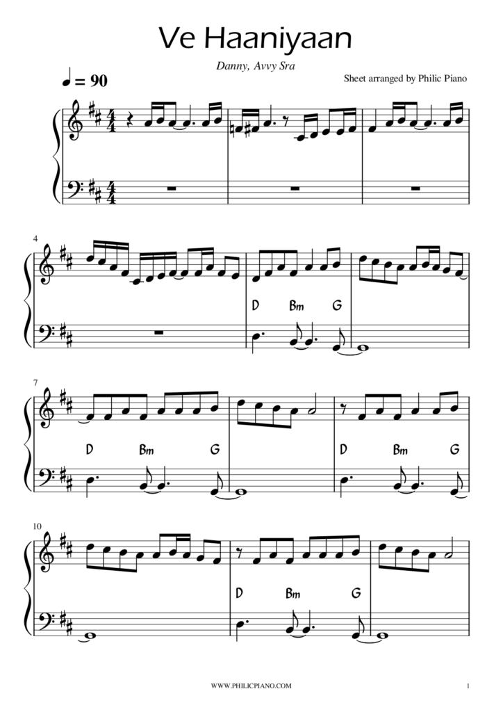 Haaniya Ve Haaniyaan | Piano Notes/Sheets/MIDI | Philic Piano